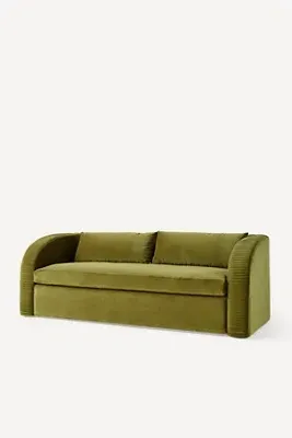 Cabot Velvet Sleeper Sofa - Green, Polyester by Anthropologie, alternate view