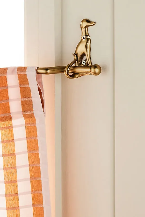 Caine Dog Brass Café Curtain Rod - Gold, Iron by Anthropologie