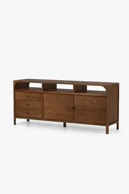 Cali Oak Wood Sideboard with Open Shelf - Brown, Oak product