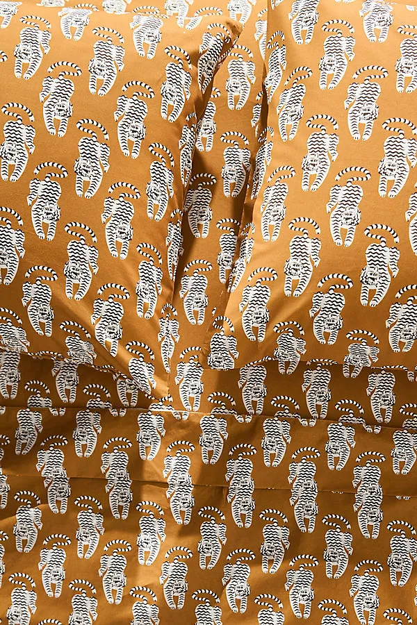 California King Printed Sheet Set - Yellow, Organic Cotton Percale by Anthropologie