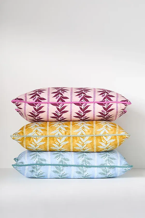 Calista Floral Printed Cushion - Blue, Linen product