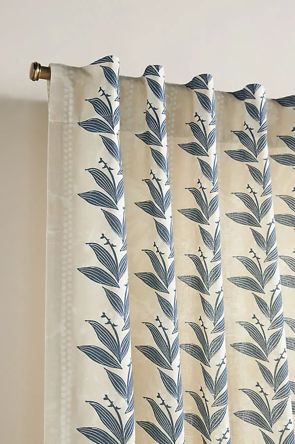 Calista Printed Floral Curtain - Beige, Cotton by Anthropologie, image 2