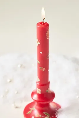 Candlestick Shaped Wax Candle - Red, Cotton product