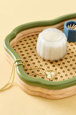 Cane Rattan Tray - Green, Engineered Hardwood product