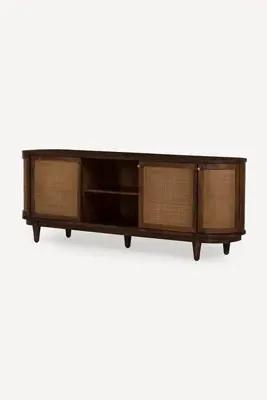 Canggu Acacia Cane Curved Media Stand - Brown by Anthropologie, alternate view