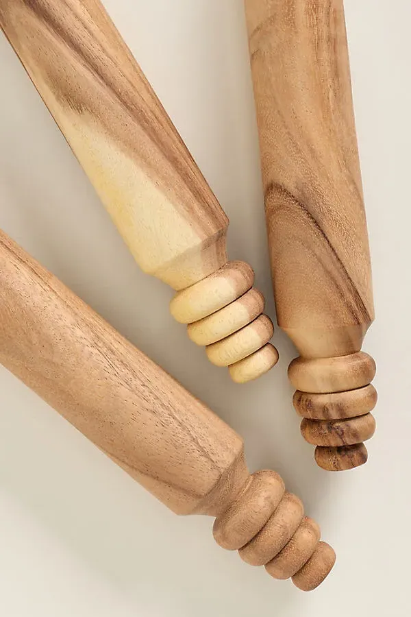 Cara Hand Carved Twist Rolling Pin - Acacia Wood product
