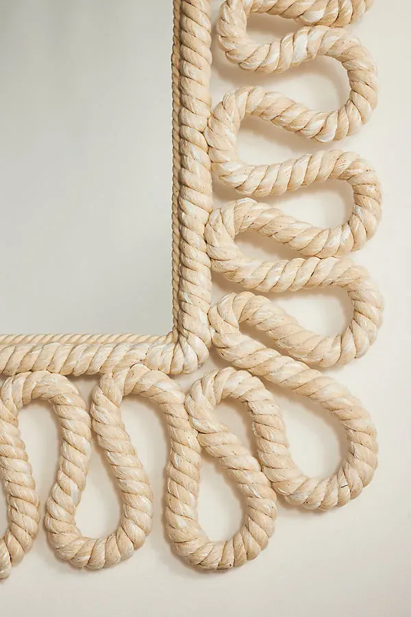 Caracol Rope Wall Mirror - White, Cotton product