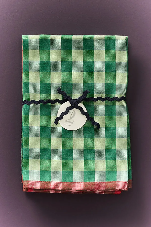 Carol Jacquard Napkins Set of 2 - Green, Cotton by Anthropologie