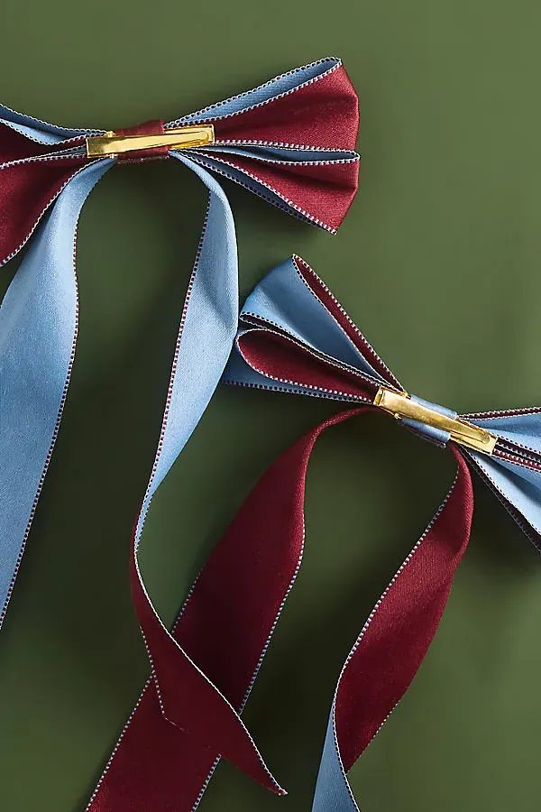 Carriage Clip-On Bow Ornament - Blue, Polyester by Anthropologie, alternate view