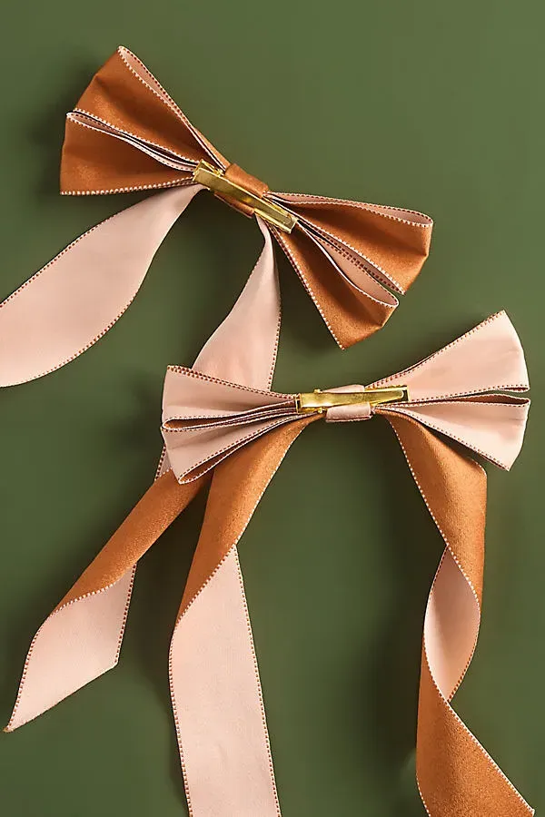 Carriage Clip-On Bow Ornament - Ivory, Polyester by Anthropologie, image 2