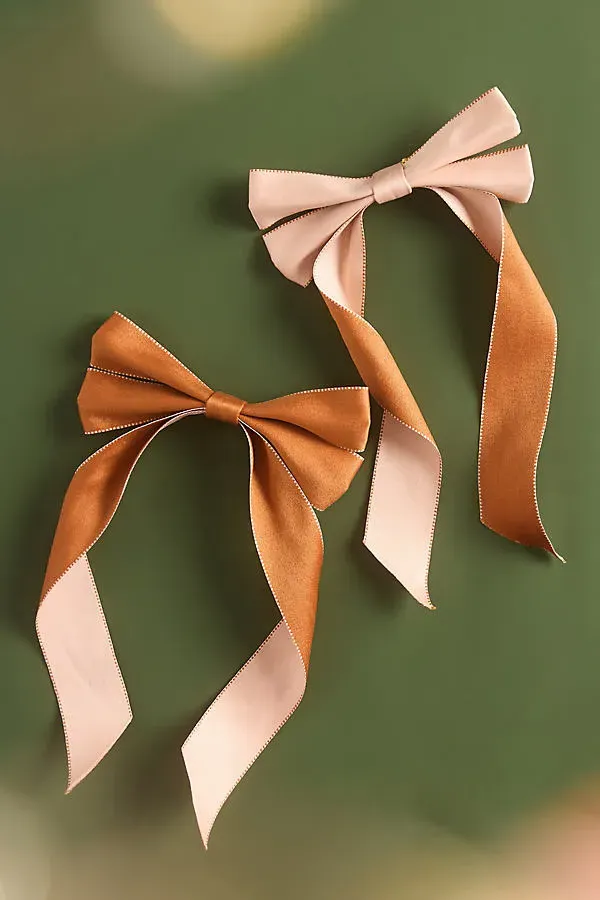 Carriage Clip-On Bow Ornament - Ivory, Polyester by Anthropologie