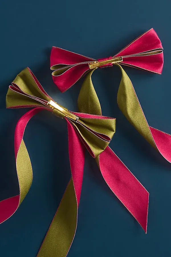 Carriage Clip-On Bow Ornament - Pink, Polyester by Anthropologie, image 2