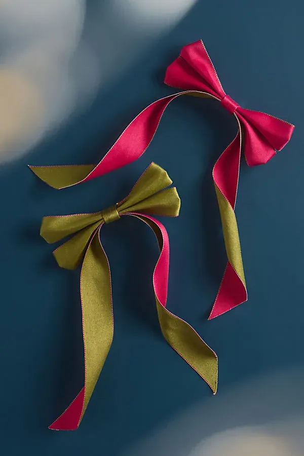Carriage Clip-On Bow Ornament - Pink, Polyester by Anthropologie