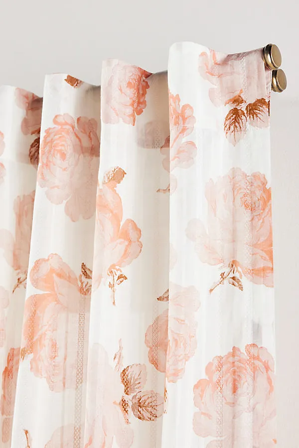Cassandra Floral Sheer Printed Curtain - Orange, Cotton product