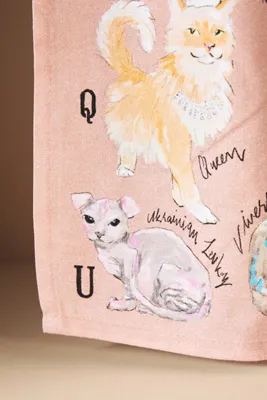Cat Breeds A-Z Dish Towel - Pink, Cotton product