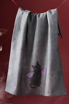 Cat Halloween Dish Towel - Grey, Cotton product