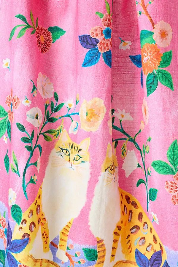 Cat Pet Portrait Dish Towel - Pink, Cotton product