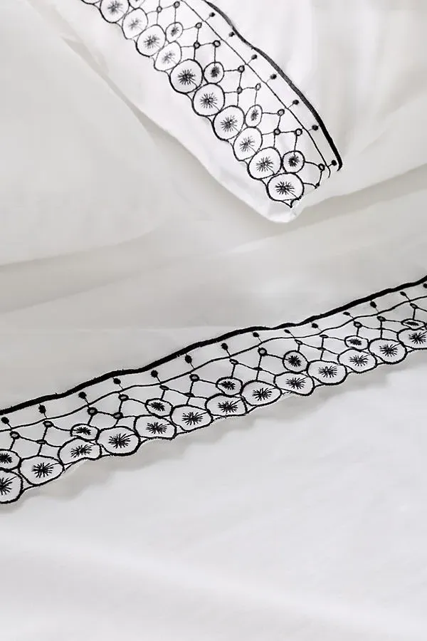 Catalina Standard Embroidered Sheet Set - Black, Cotton product