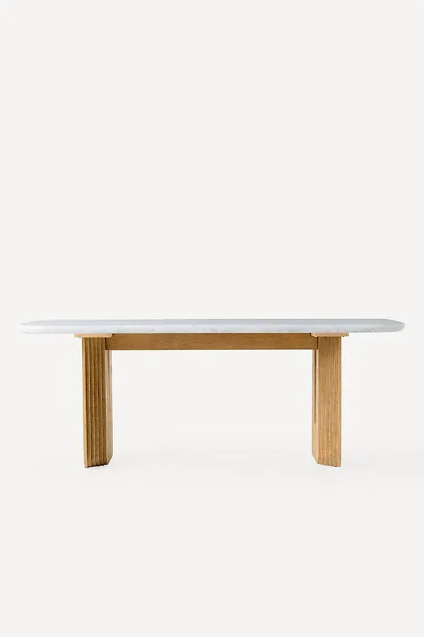 Cayden Rectangular Dining Table - Beige, Carrara Marble product