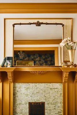 Cecilia Floral Emblem Mantel Mirror - Gold product