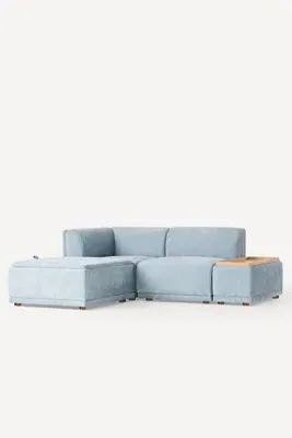 Celine Corduroy Large Storage Ottoman - Blue, Polyester product