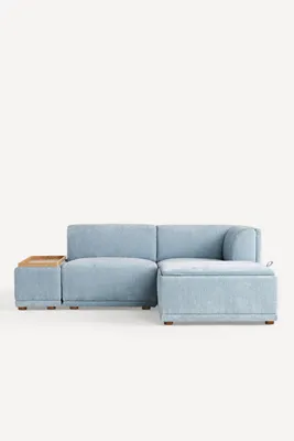 Celine Corduroy Modular Armless Chair - Blue, Polyester product