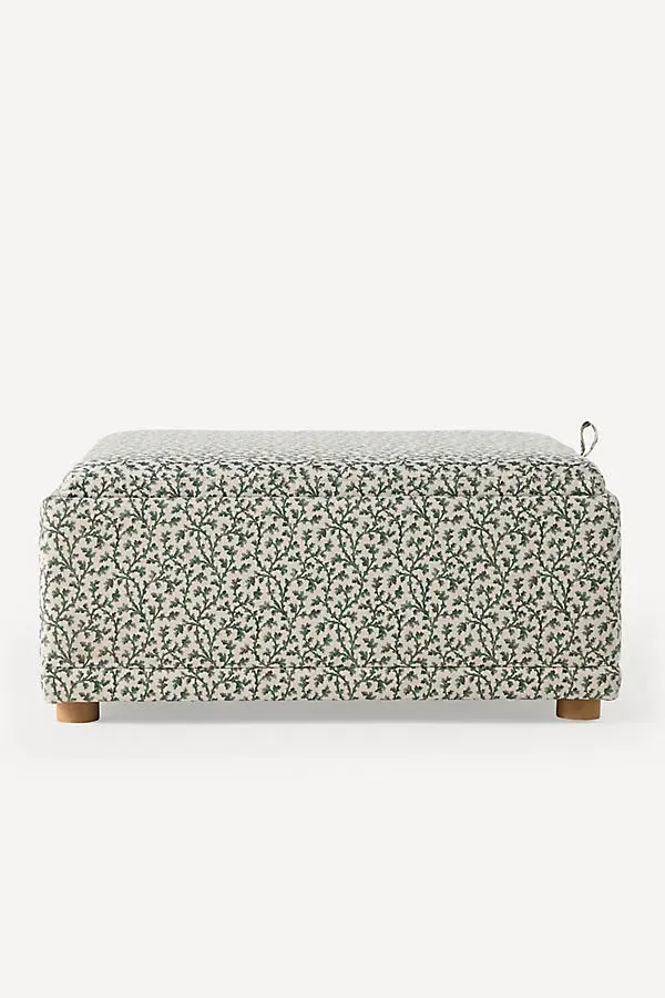 Celine Irena Large Storage Ottoman - Green, Polyester by Anthropologie