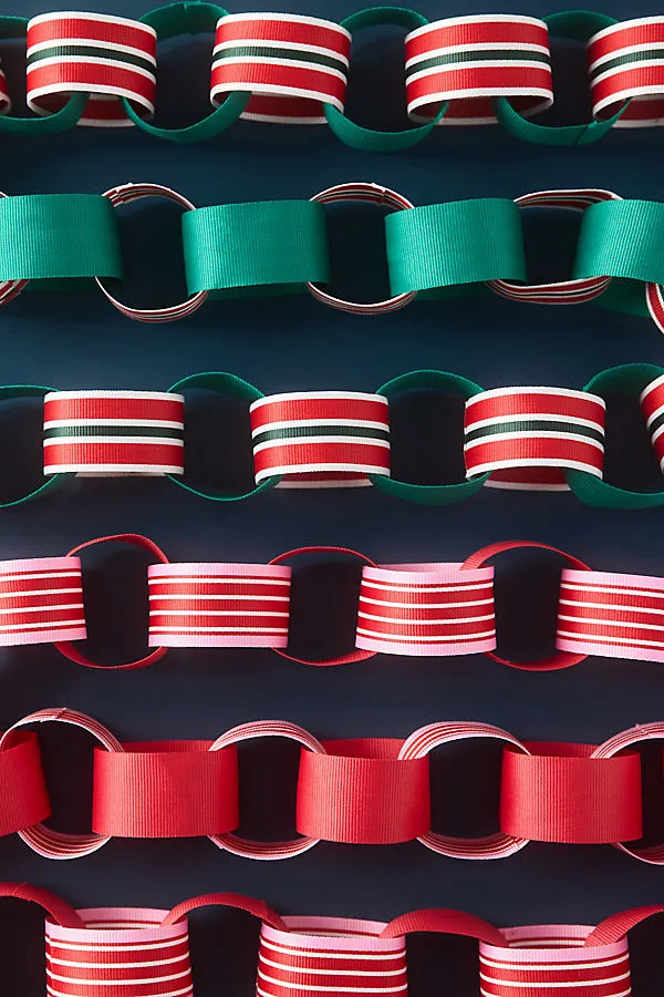 Chain Link Ribbon Garland - Pink, Polyester by Anthropologie, alternate view