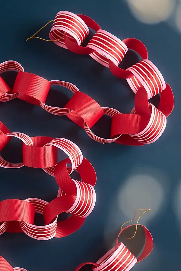 Chain Link Ribbon Garland - Pink, Polyester by Anthropologie