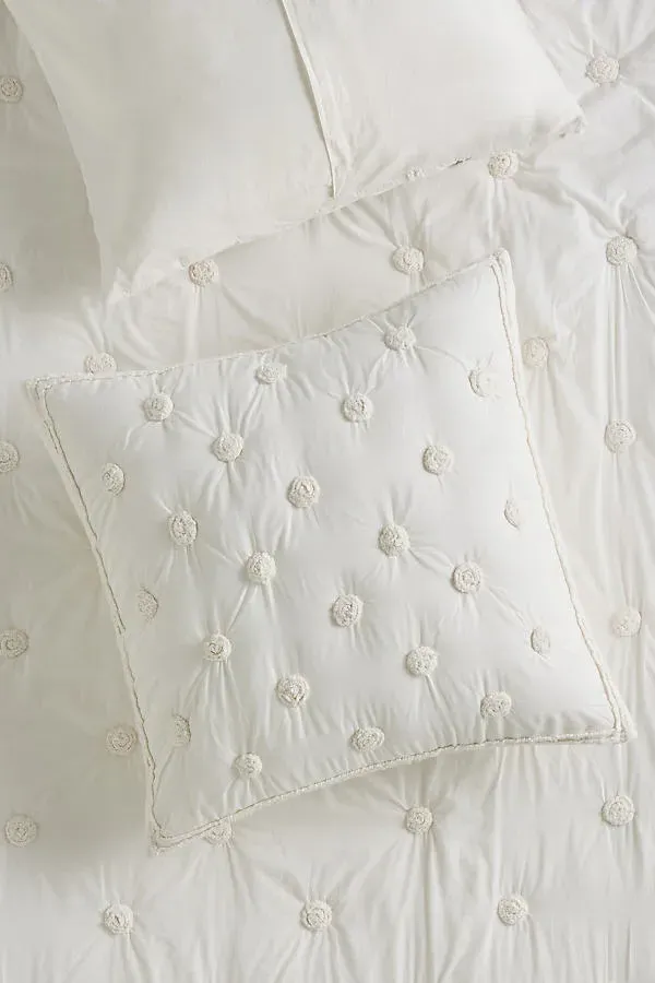 Charlotte Cotton Embroidered Euro Sham - White by Anthropologie