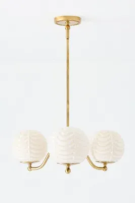 Charlotte Scalloped Milk Glass Chandelier - Ivory product