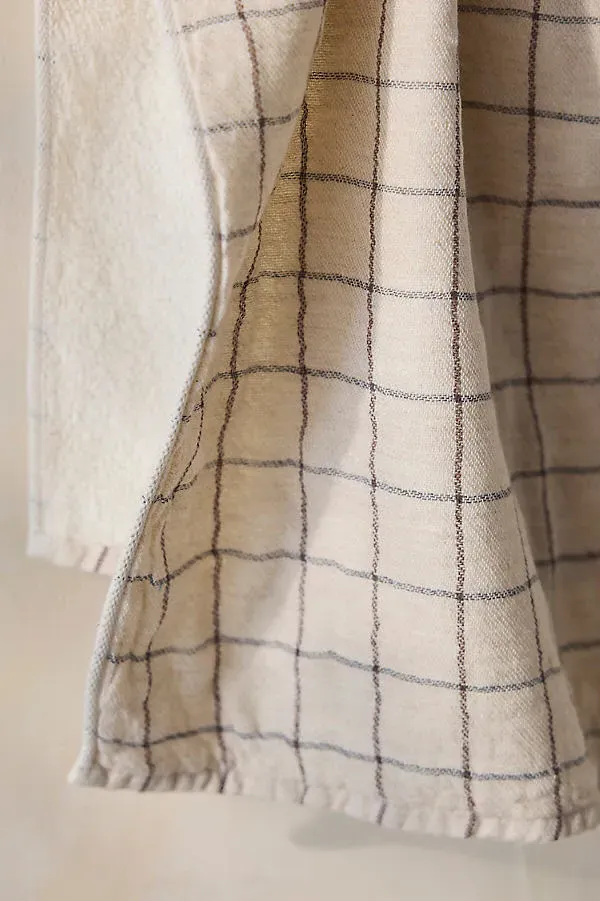 Check Organic Cotton Hand Towel - Ivory product
