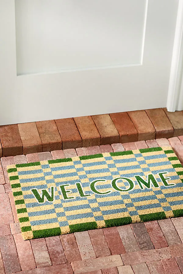 Checkered Welcome Coir Printed Doormat product