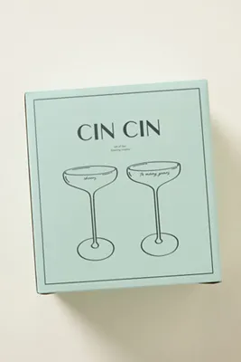 Cheers to Many Years Toasting Coupes Set of 2 - Gold, Glass by Anthropologie, alternate view