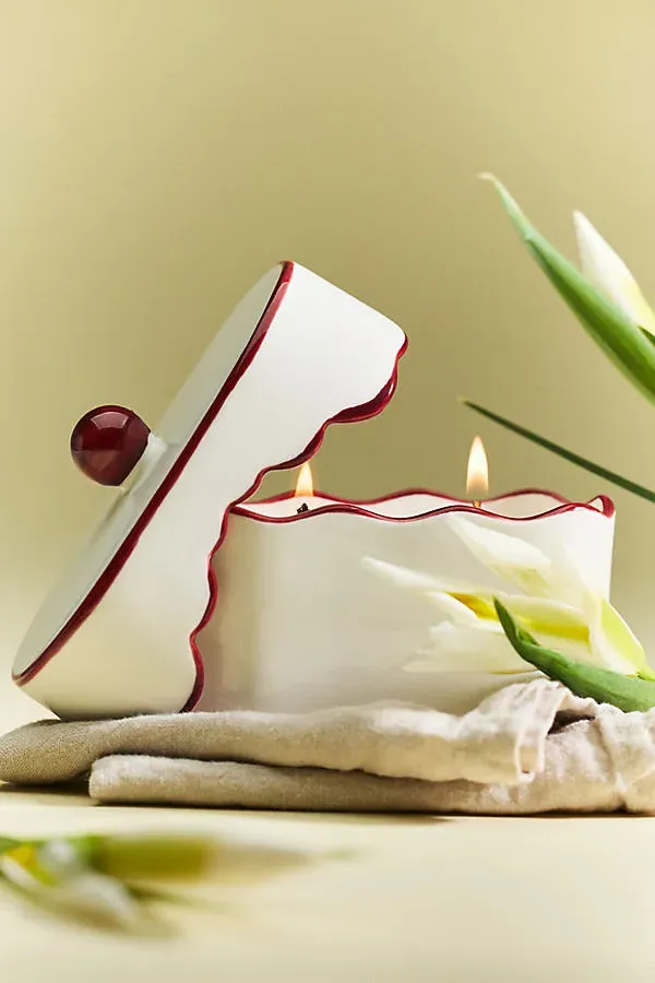 Cherie Fresh Lidded Porcelain Candle - Red by Anthropologie