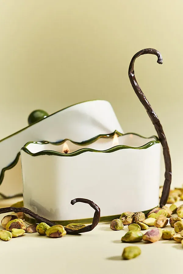 Cherie Gourmand Lidded Porcelain Candle - Green by Anthropologie