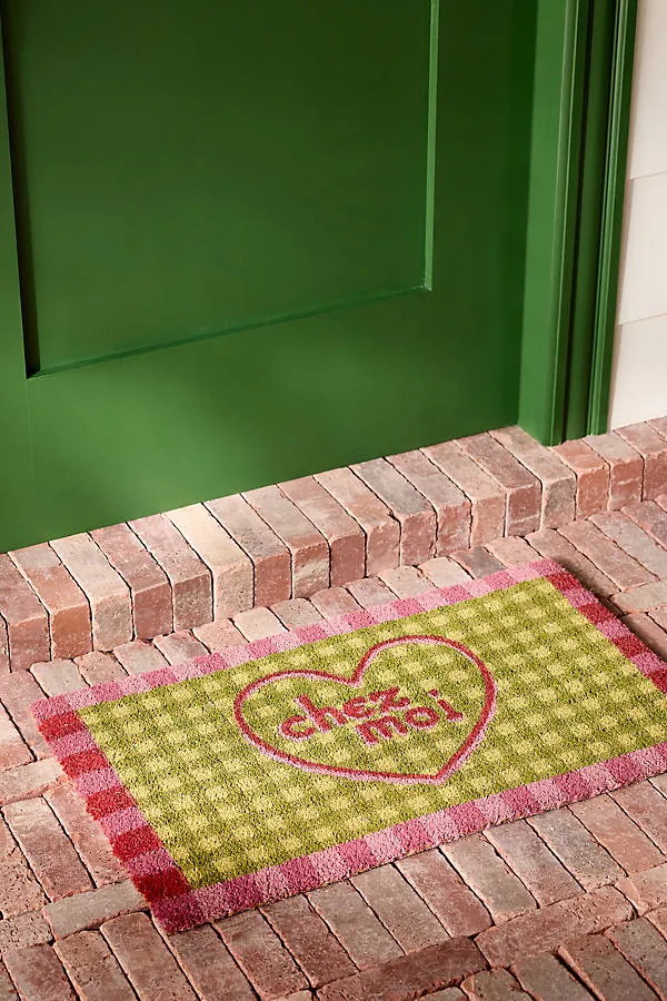 Chez Moi Gingham Coir Printed Doormat - Green product