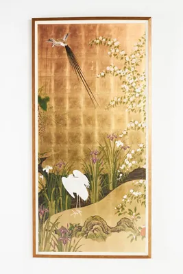 Chinoiserie Floral Bird Wall Art - Gold Leaf product