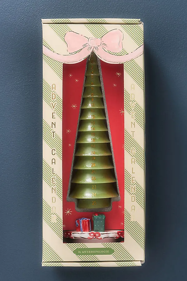 Christmas Tree Advent Calendar Candle Set - Green, Paraffin Wax by Anthropologie, alternate view