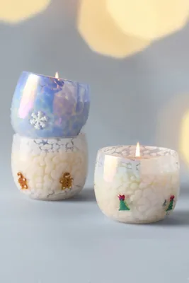 Christmas Tree Icon Balsam & Cedarwood Glass Candle - White by Anthropologie, image 2
