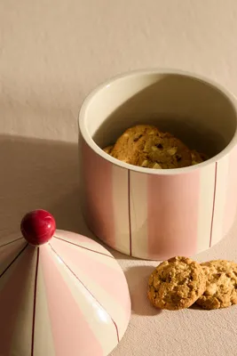 Cimmi Handpainted Lidded Jar - Pink, Stoneware by Anthropologie, alternate view