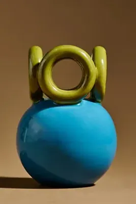 Circled Ceramic Vase - Blue by Anthropologie, alternate view