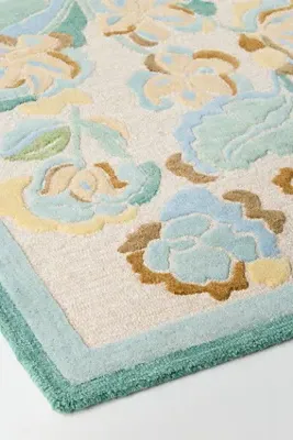Claire de Quenetain 2x3 Tufted Floral Rug - Yellow, Wool Blend product