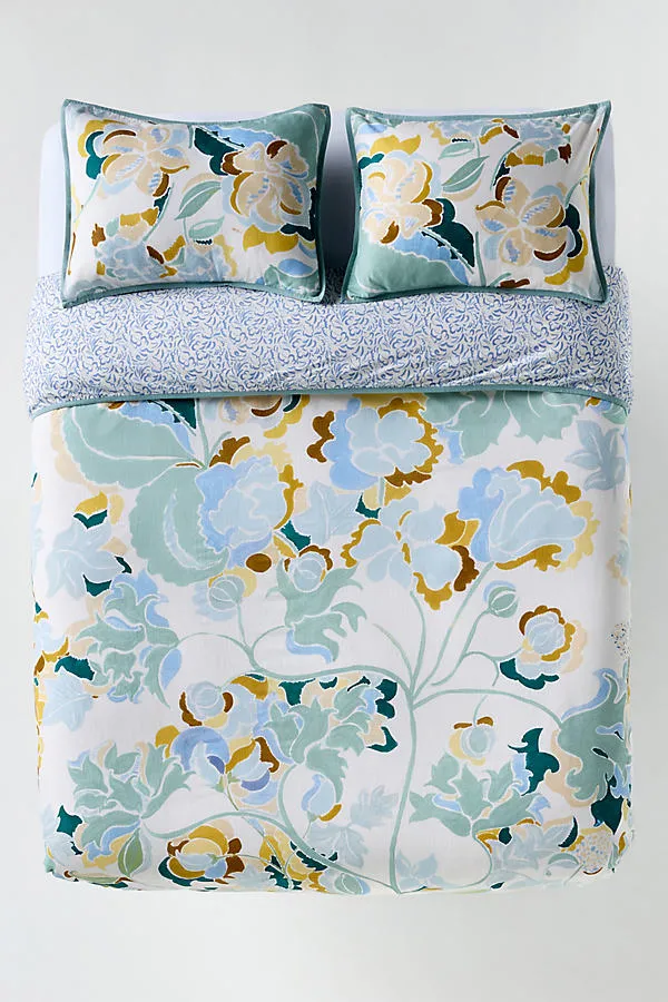 Claire de Quenetain Floral Printed Duvet - Blue, Cotton Slub product