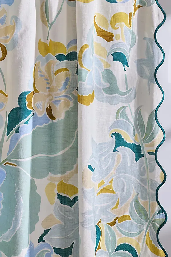 Claire de Quenetain Floral Scallop Shower Curtain - Blue, Cotton product