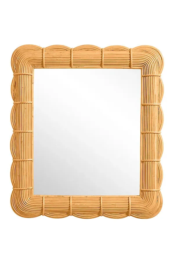 Clara Bundled Rattan Rectangular Mirror - Beige by Anthropologie