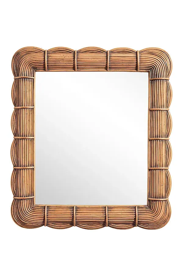 Clara Bundled Rattan Rectangular Mirror - Brown by Anthropologie