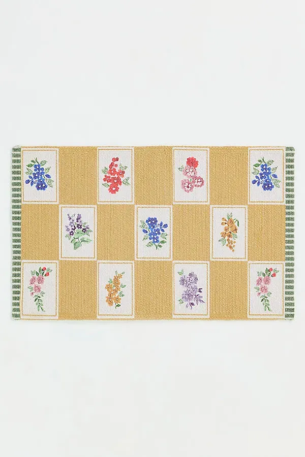 Clara Floral Bath Mat - Yellow, Cotton Blend product