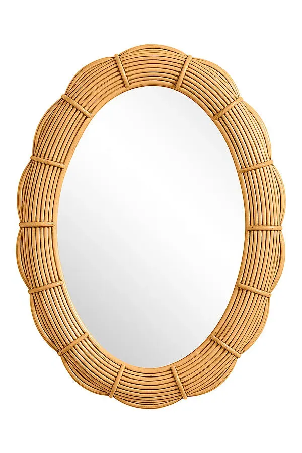 Clara Oval Mirror - Beige, Rattan by Anthropologie