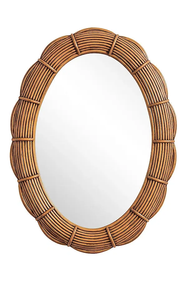 Clara Oval Mirror - Brown, Rattan by Anthropologie